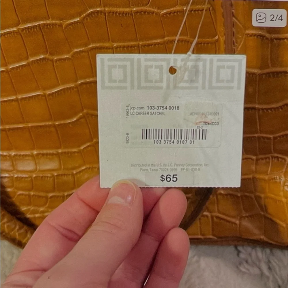 Liz Claiborne Career Satchel in Mustard Croc-Embossed Leather Bag. NWT